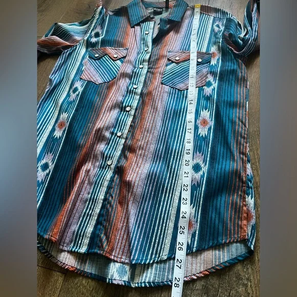 NWT Cruel denim Aztec pearl snap Western‎ Shirt women’s size small - Picture 7 of 12